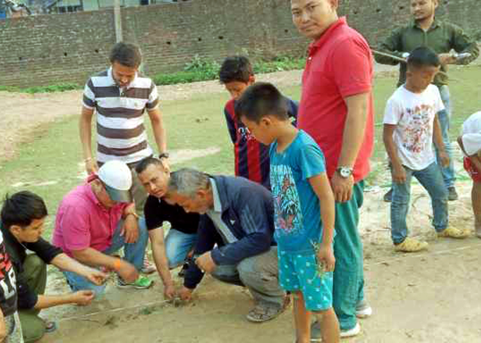 पथरीशनिश्चरे रंगशालामा झार रोप्ने कार्यको थालनी