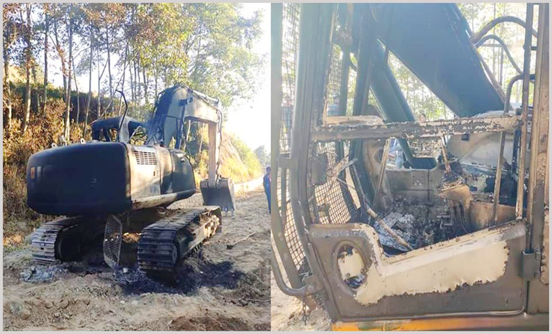 अज्ञात समूहद्वारा चार वटा स्काभेटरमा आगजनी