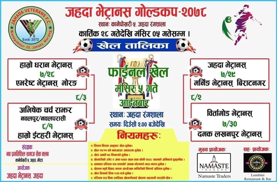 आजदेखि ‘जहदा भेट्रानस गोल्डकप’ सुरु